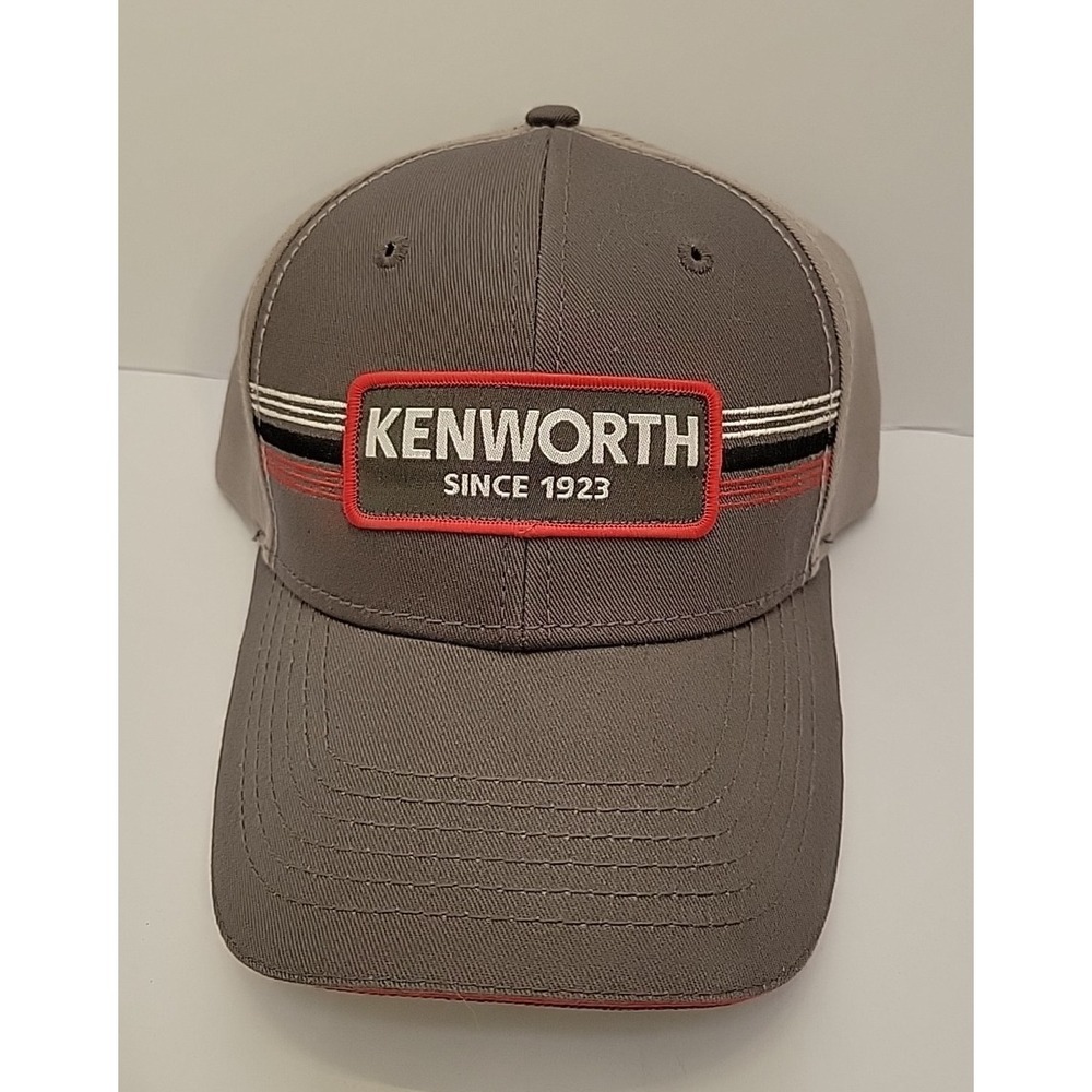 Kenworth Since 1923 Gray Adjustable Strapback Hat Red Patch Trucker Cap KW Adult